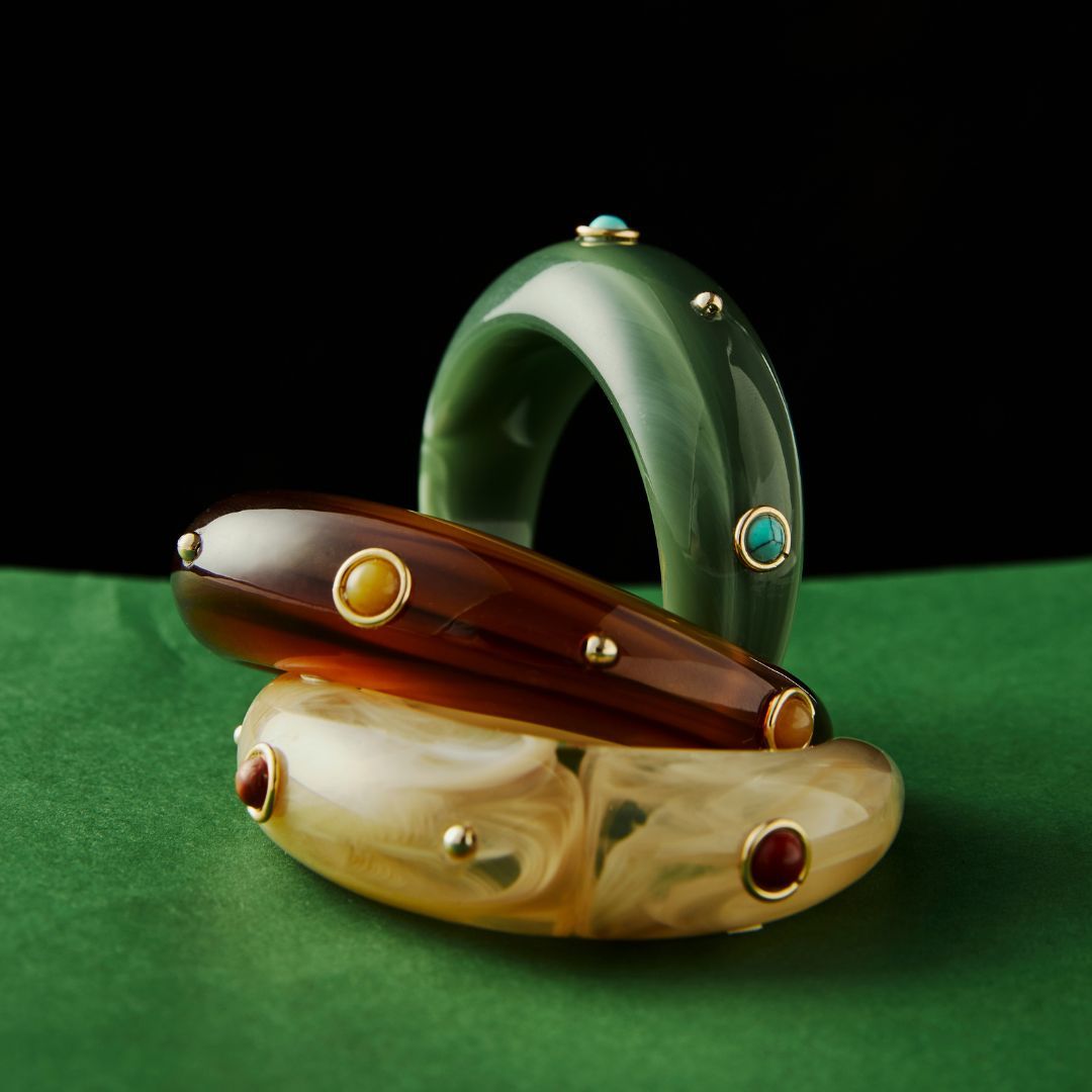 Jade & Stone Cuff Bracelet