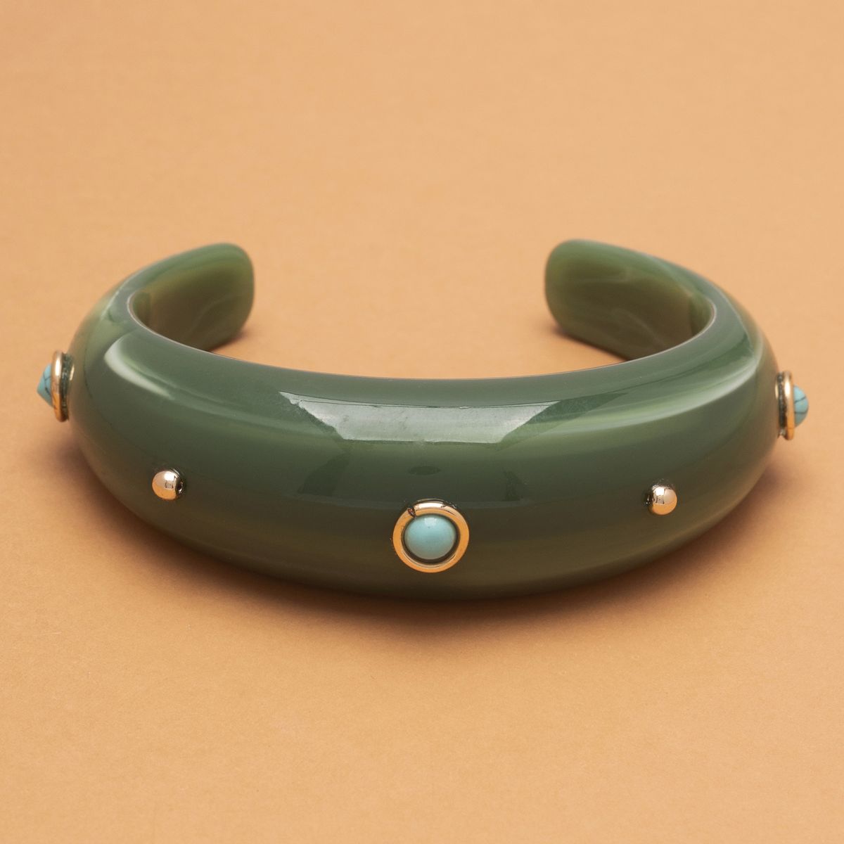 Jade & Stone Cuff Bracelet