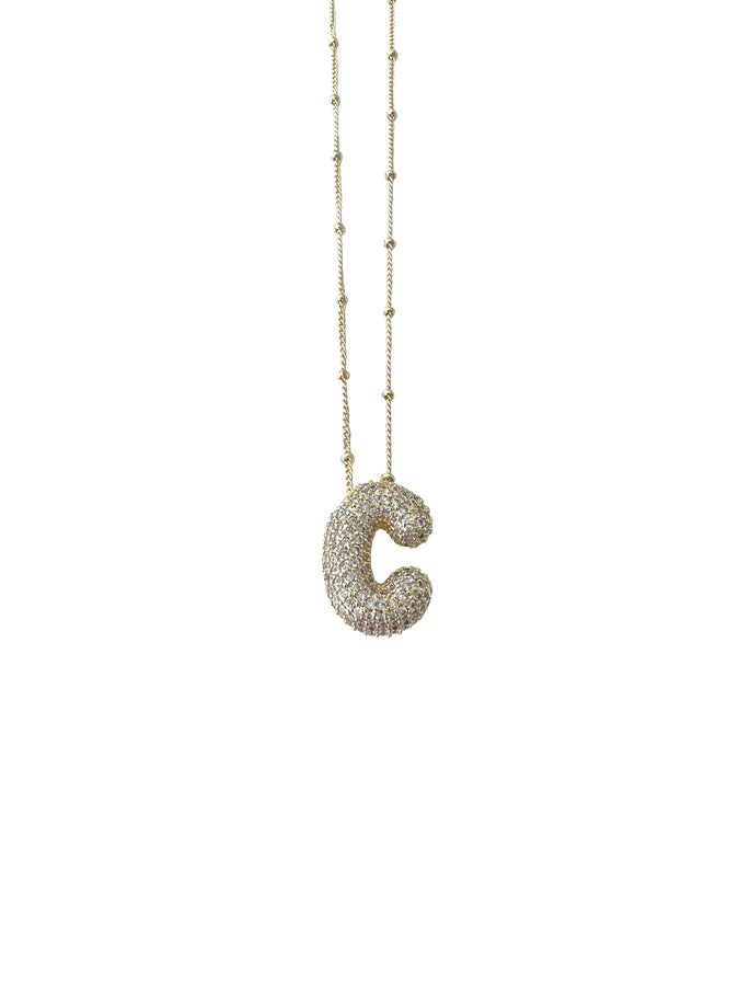 Bubble Initial Necklace Gold