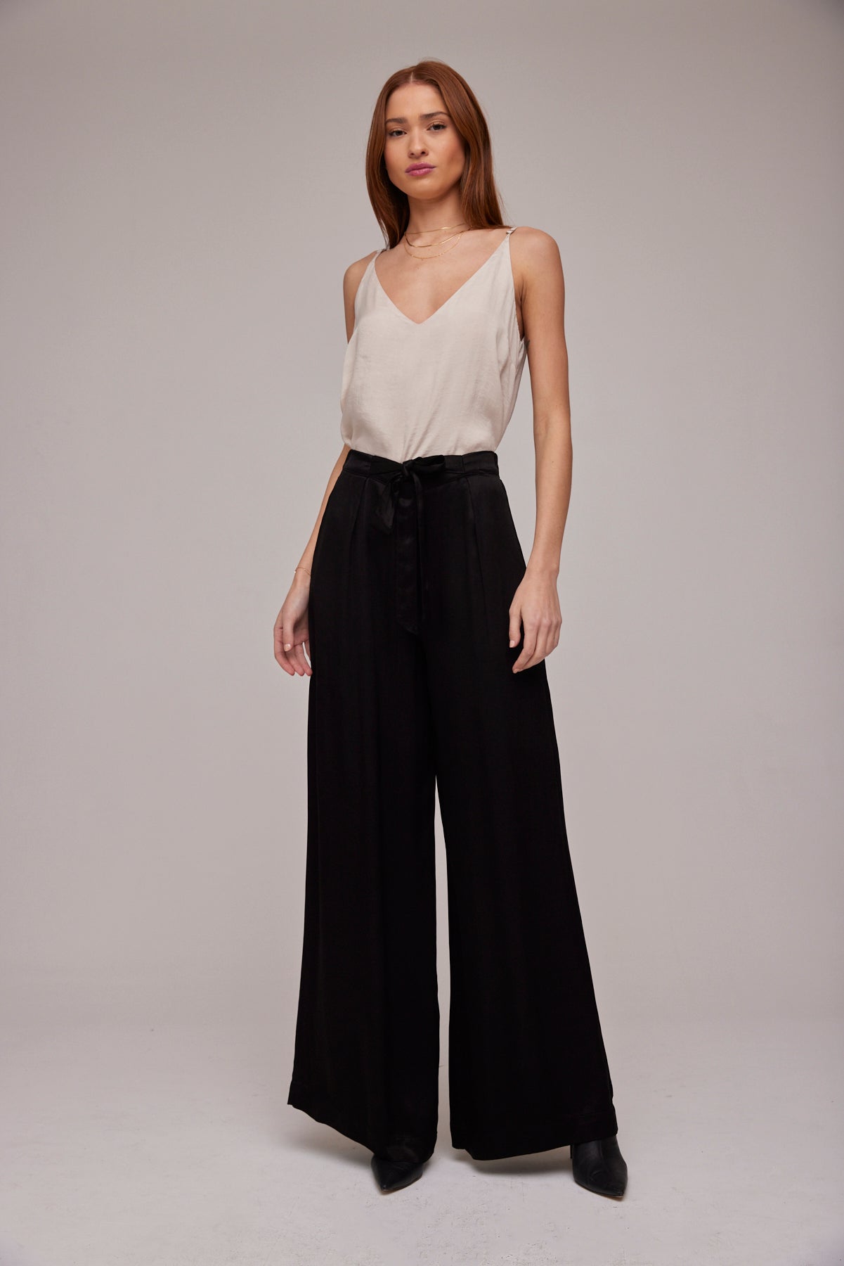 Pleat Front Wide Leg Pant