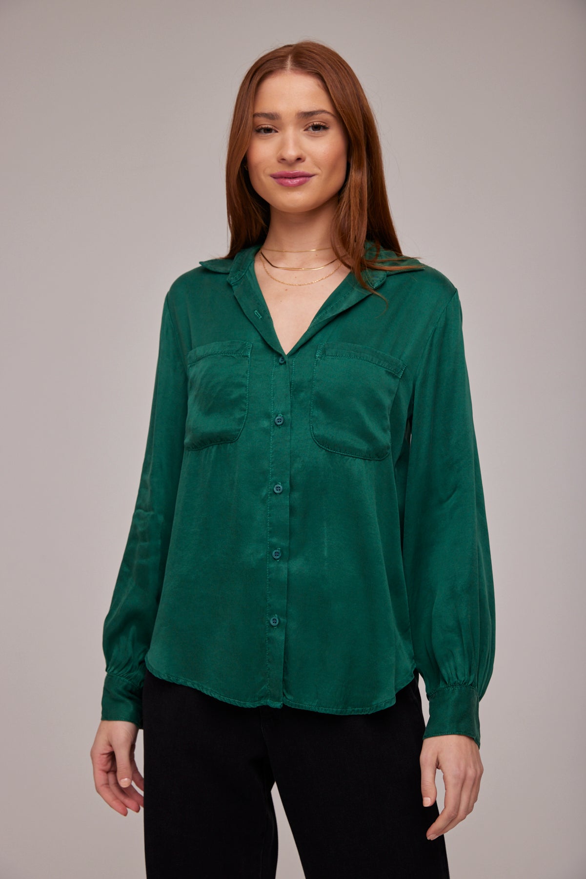 Emerald Pine Bishop Sleeve Top