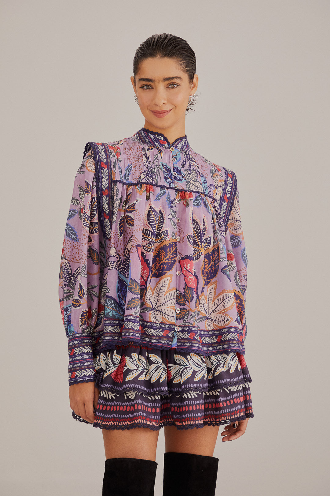 Wild Night Lavender Long Sleeve Blouse