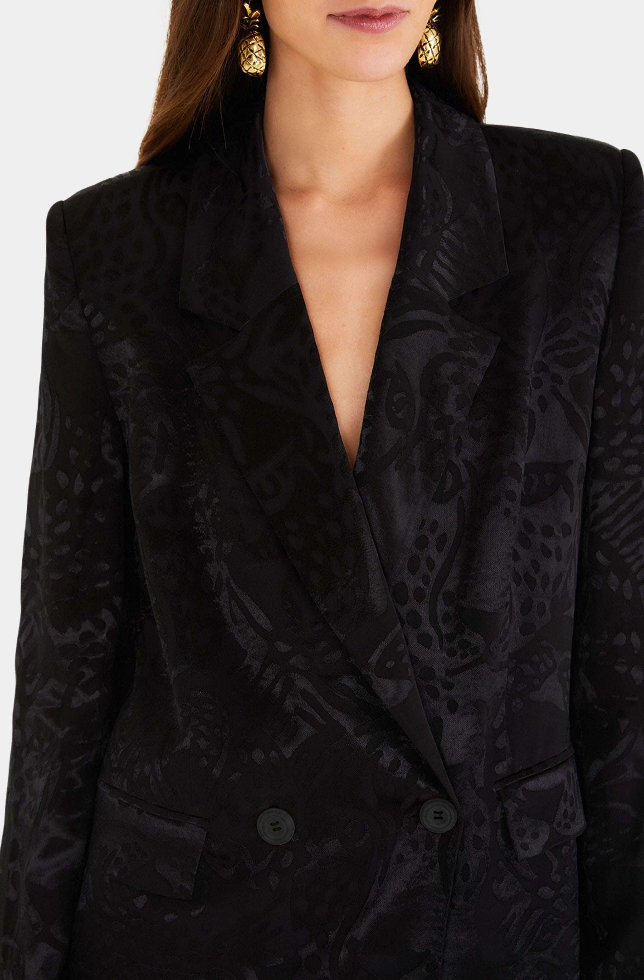Leopard Jacquard Black Blazer