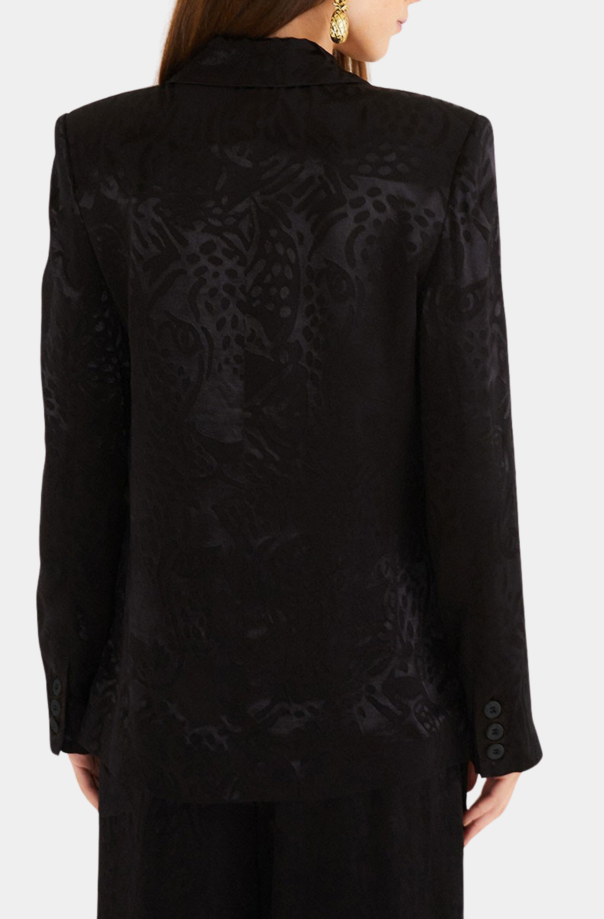 Leopard Jacquard Black Blazer