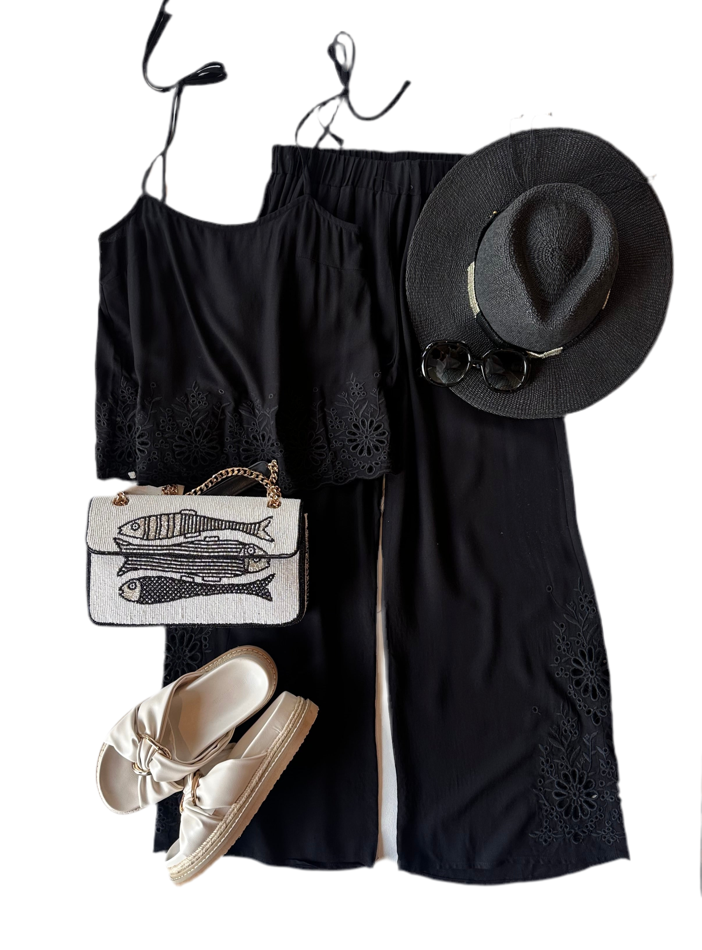 Embroidered Eyelet Pant