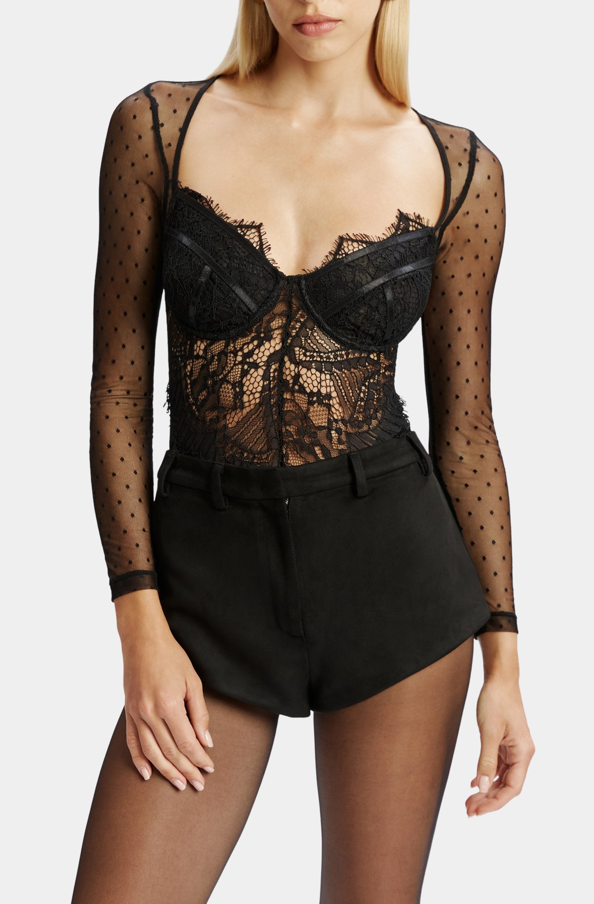 Farrah Lace Mesh Bodysuit