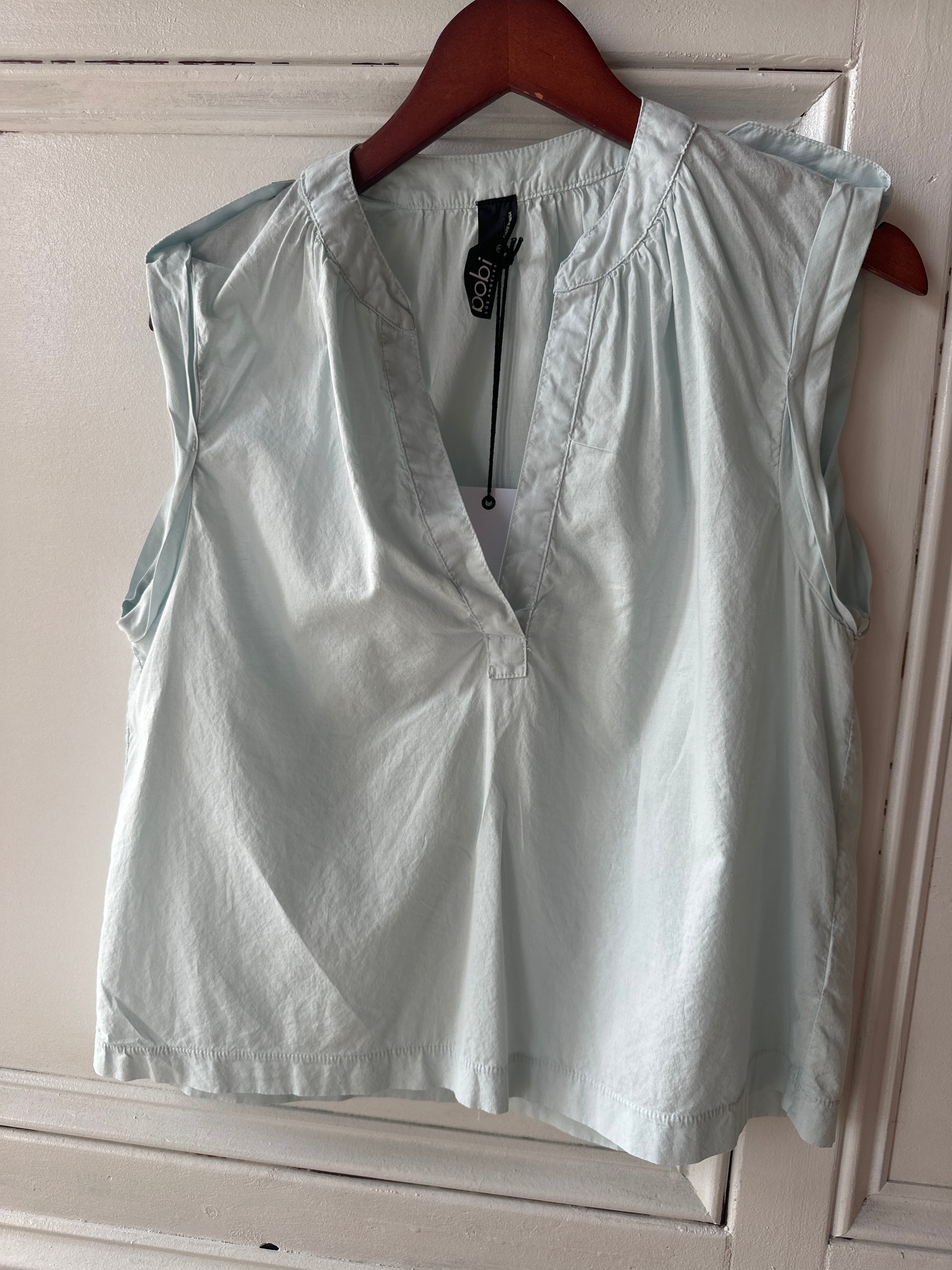 Split Neck Tab Sleeve Top
