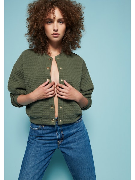 Logan Oversized Bomber in Stoned Moss