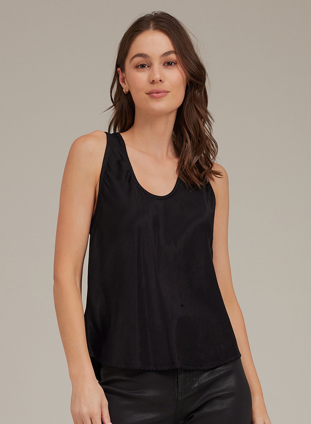 Satin Crepe Scoop Neck Tank
