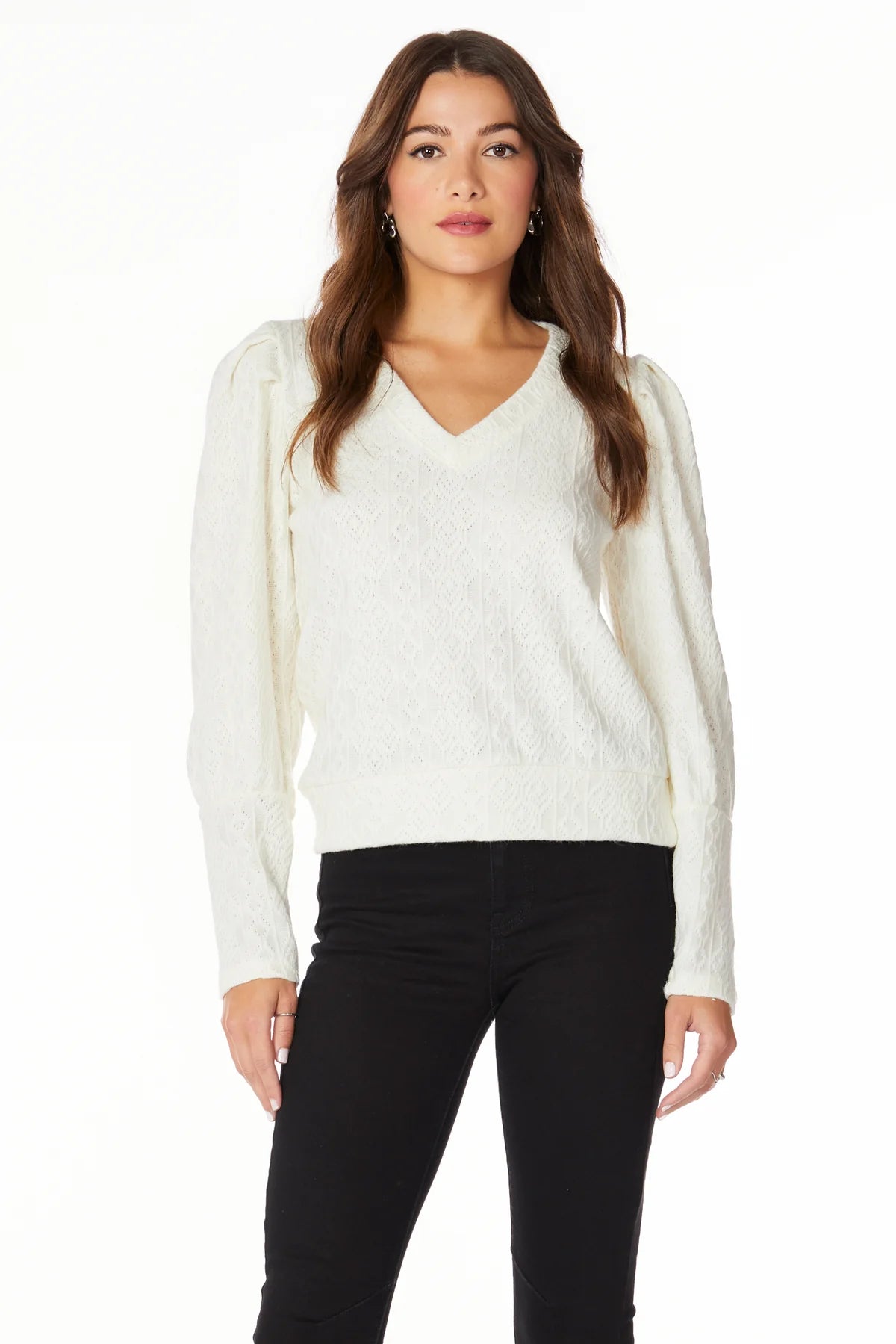V-neck top with shirred slv