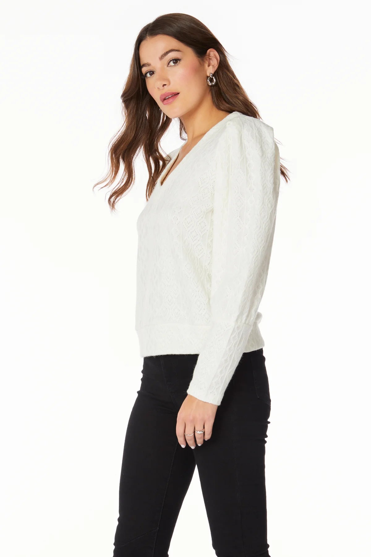 V-neck top with shirred slv