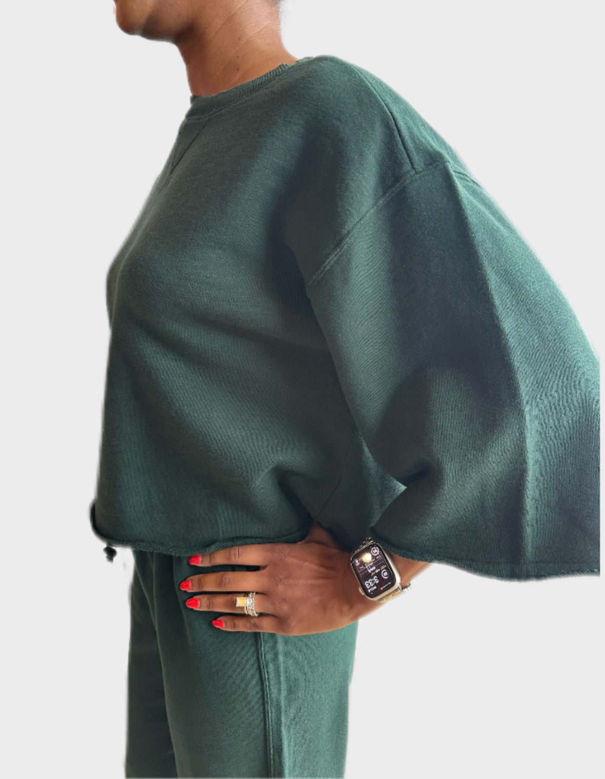 Drop Shoulder Crop Mossy Green