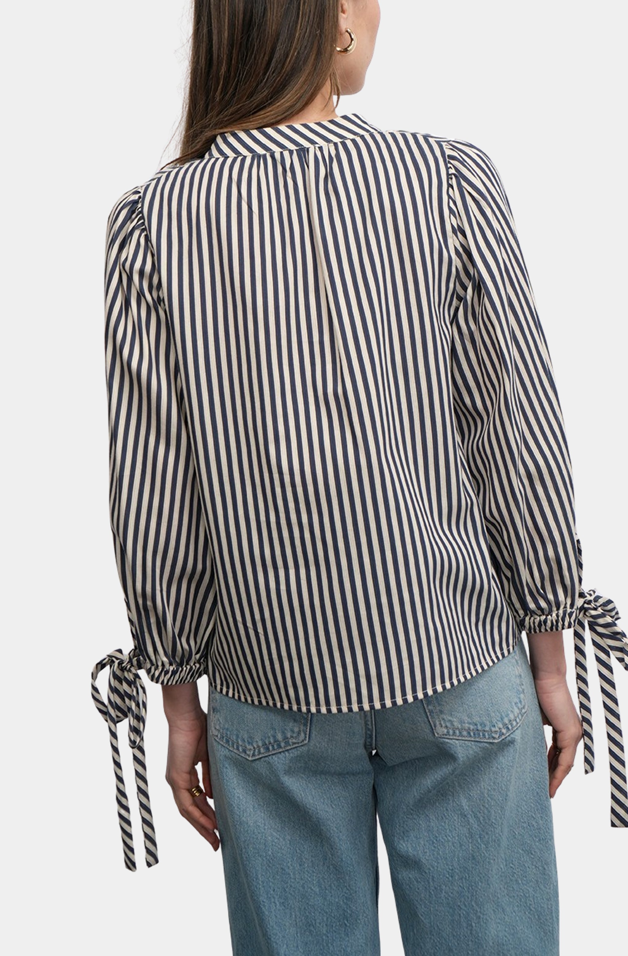 Miui Puff Sleeve Stripe Shirt