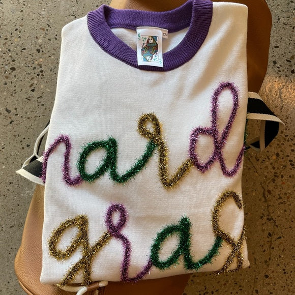 Mardi Gras Script Sweater
