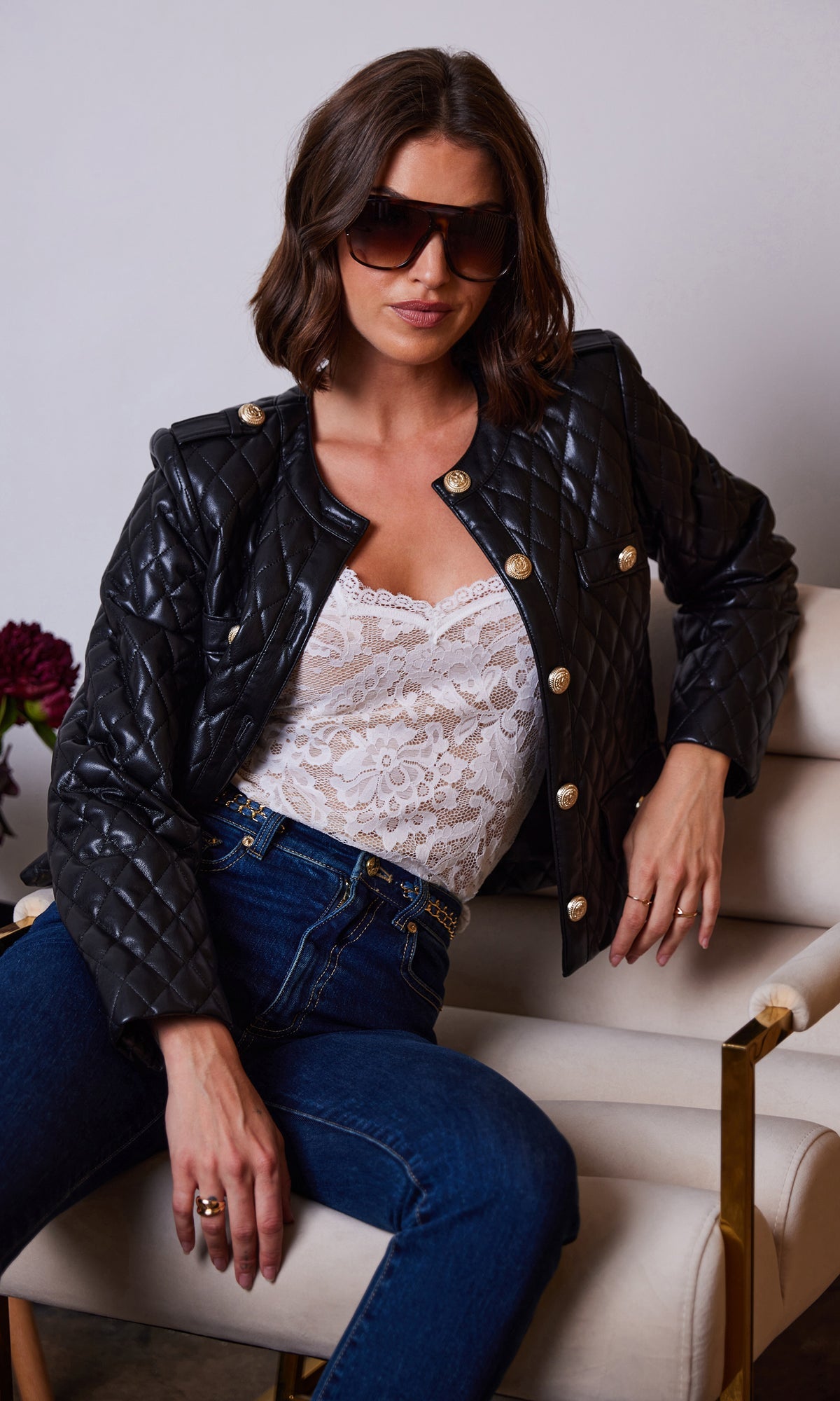 Brevel Quilted Vegan Leather Jacket