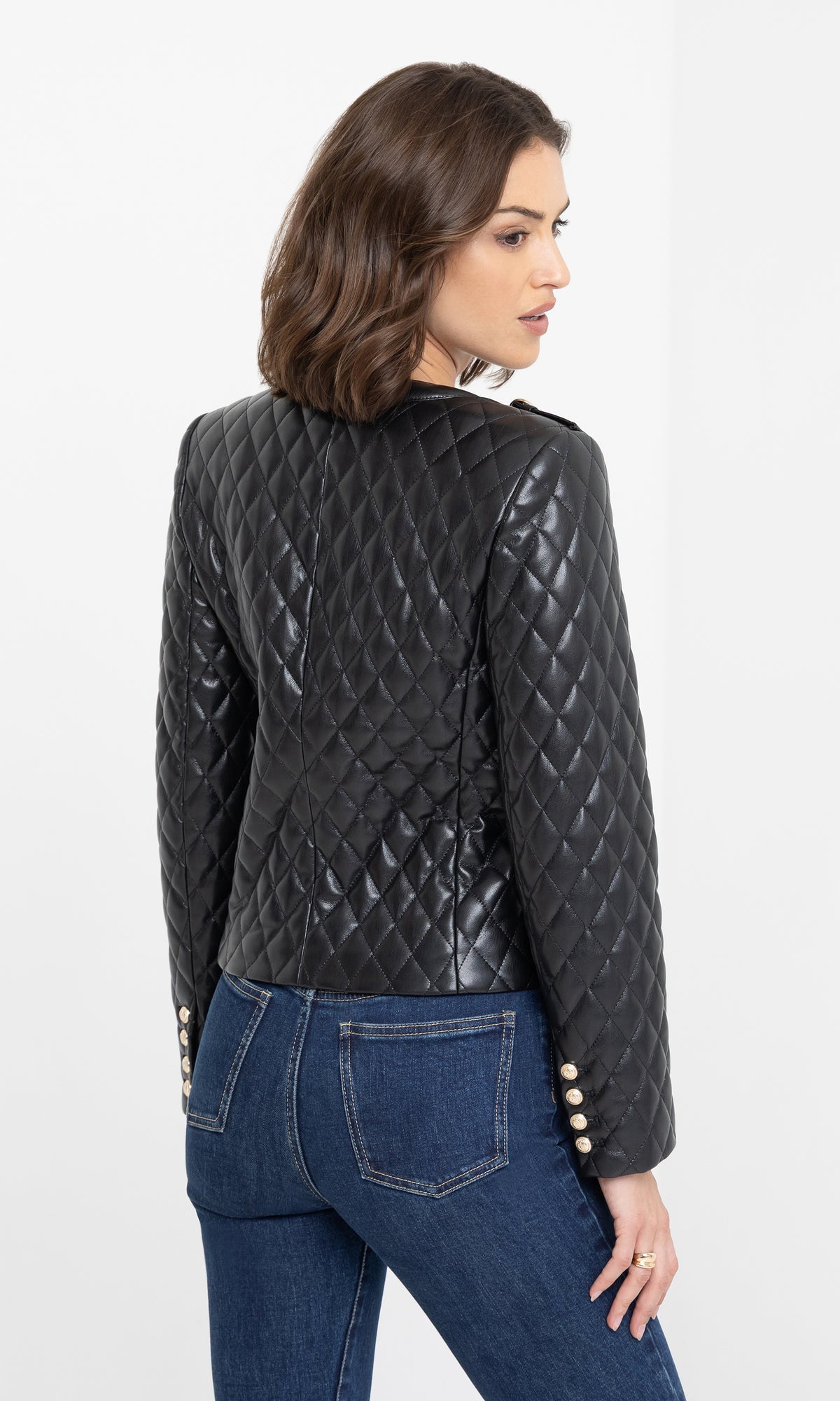 Brevel Quilted Vegan Leather Jacket
