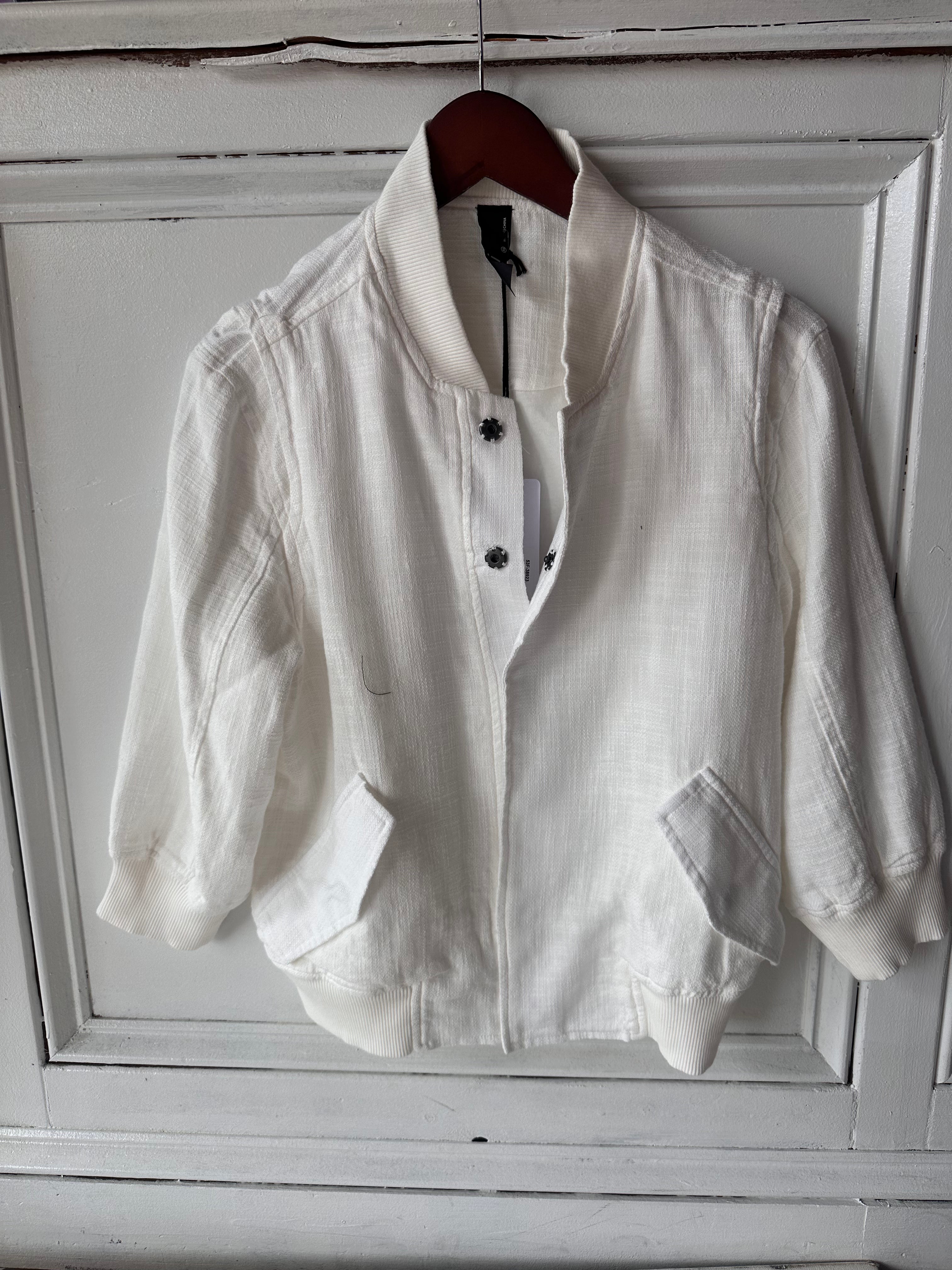 Mixed Rib 3/4 Sleeve Bomber Jacket