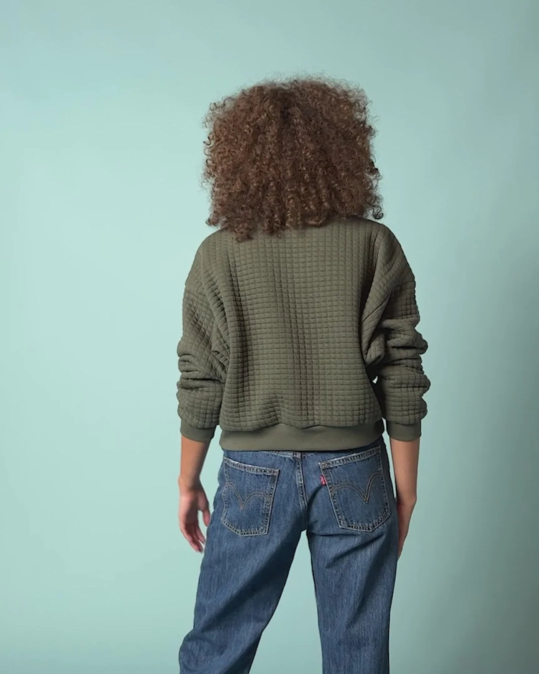 Logan Oversized Bomber in Stoned Moss