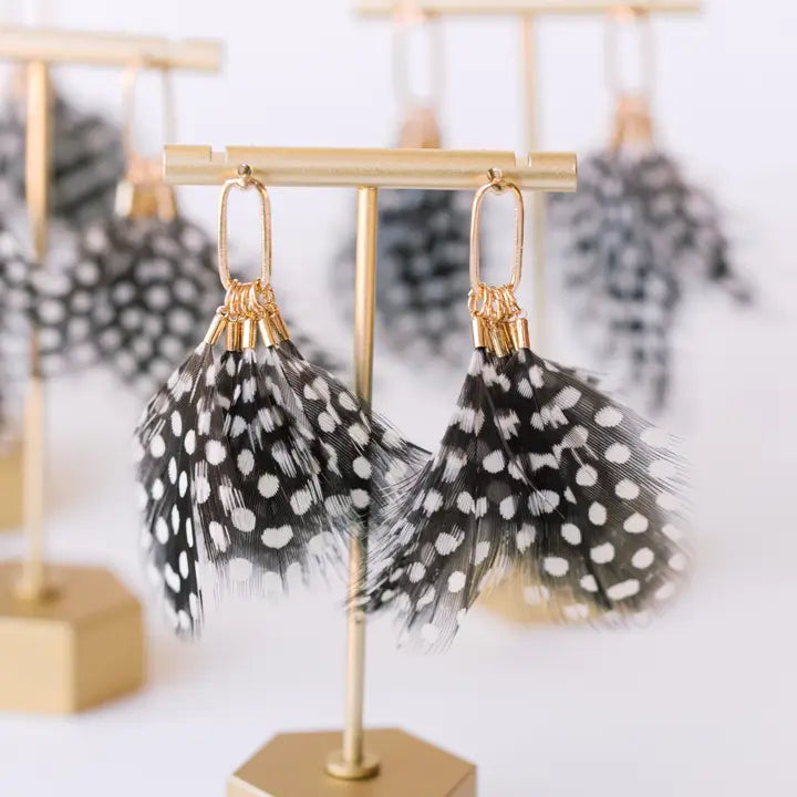 Spotted Feather Fall Statement Tassel Earrings
