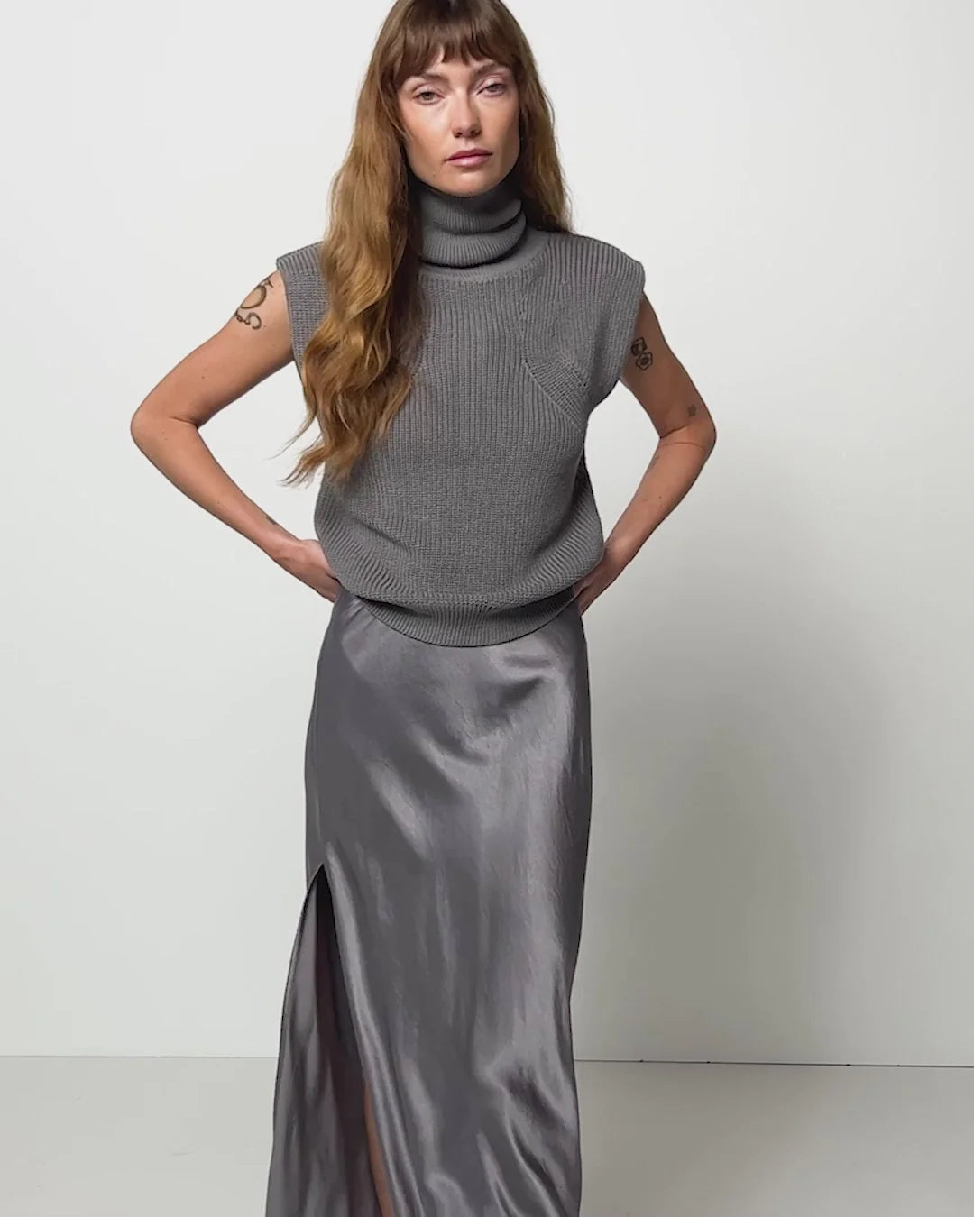 Isha Oversized Sleeveless top in Smoke