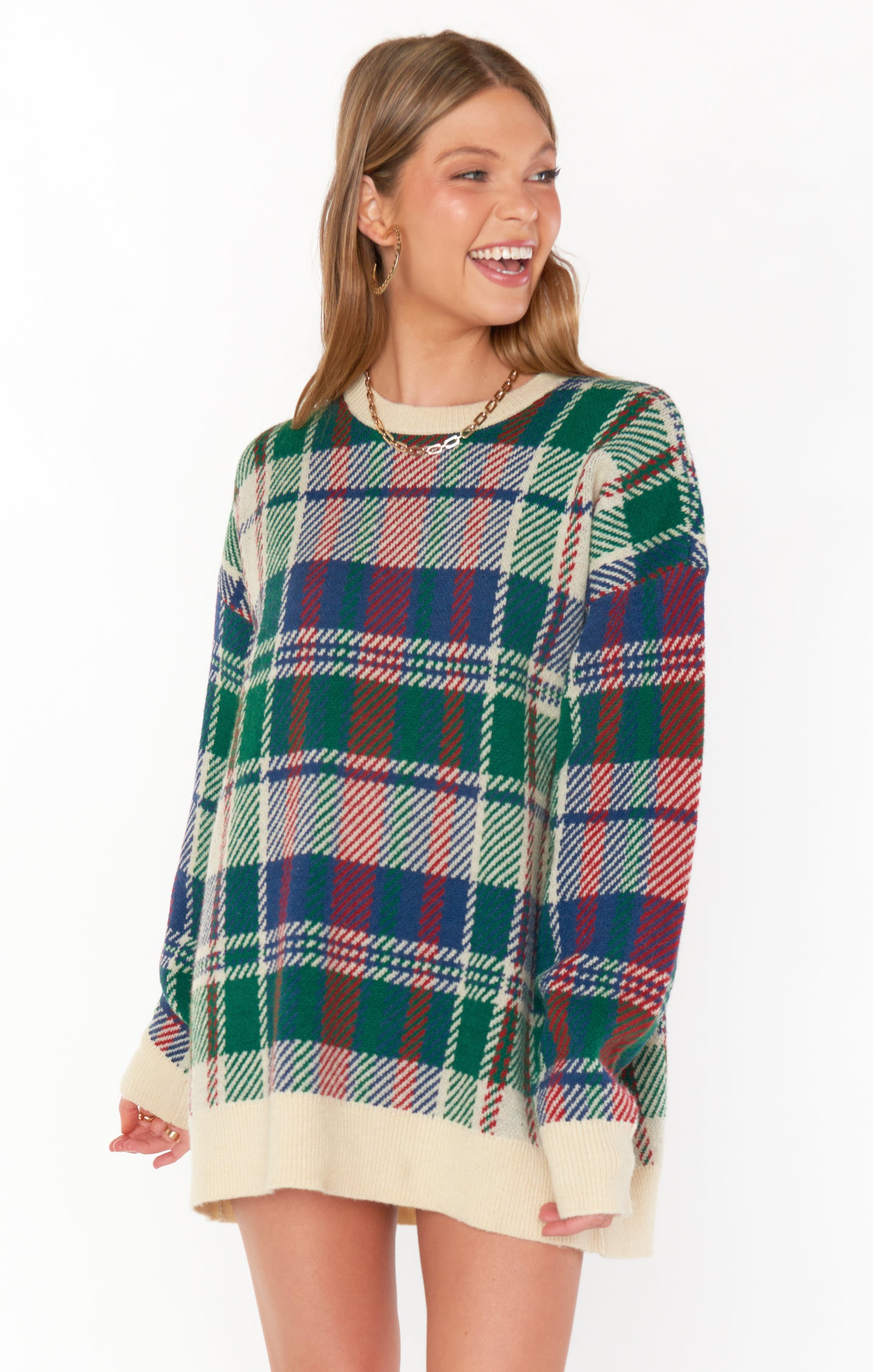 Ember Tunic Sweater in Holiday Plaid