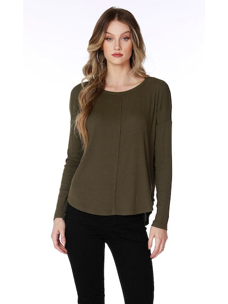 L/S Boatneck CF Seam Top in Troops