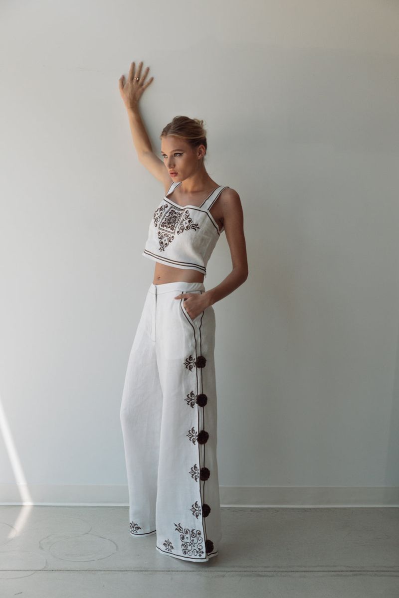 Embellished Pom Pom Pants