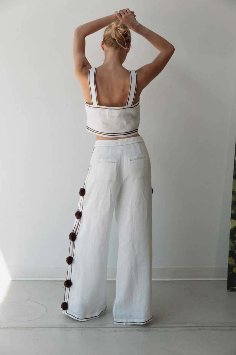 Embellished Pom Pom Pants