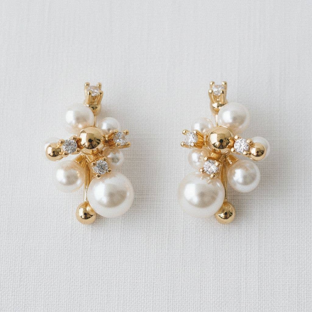 Pearl  Cluster Drop Earrings