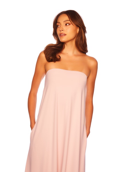 Flare Pocket Tube Dress 42&quot; in Nude