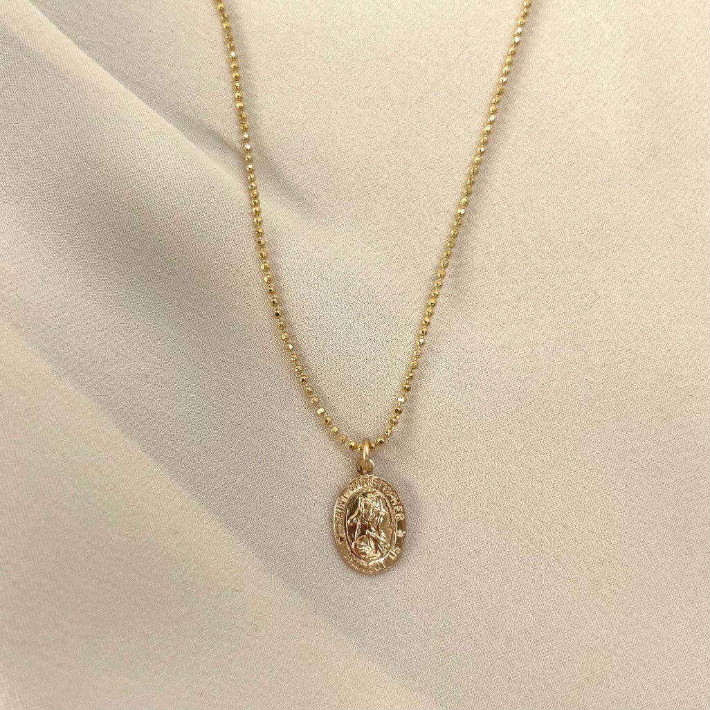 Mini Saint Christopher Charm Necklace: GLD / One Size