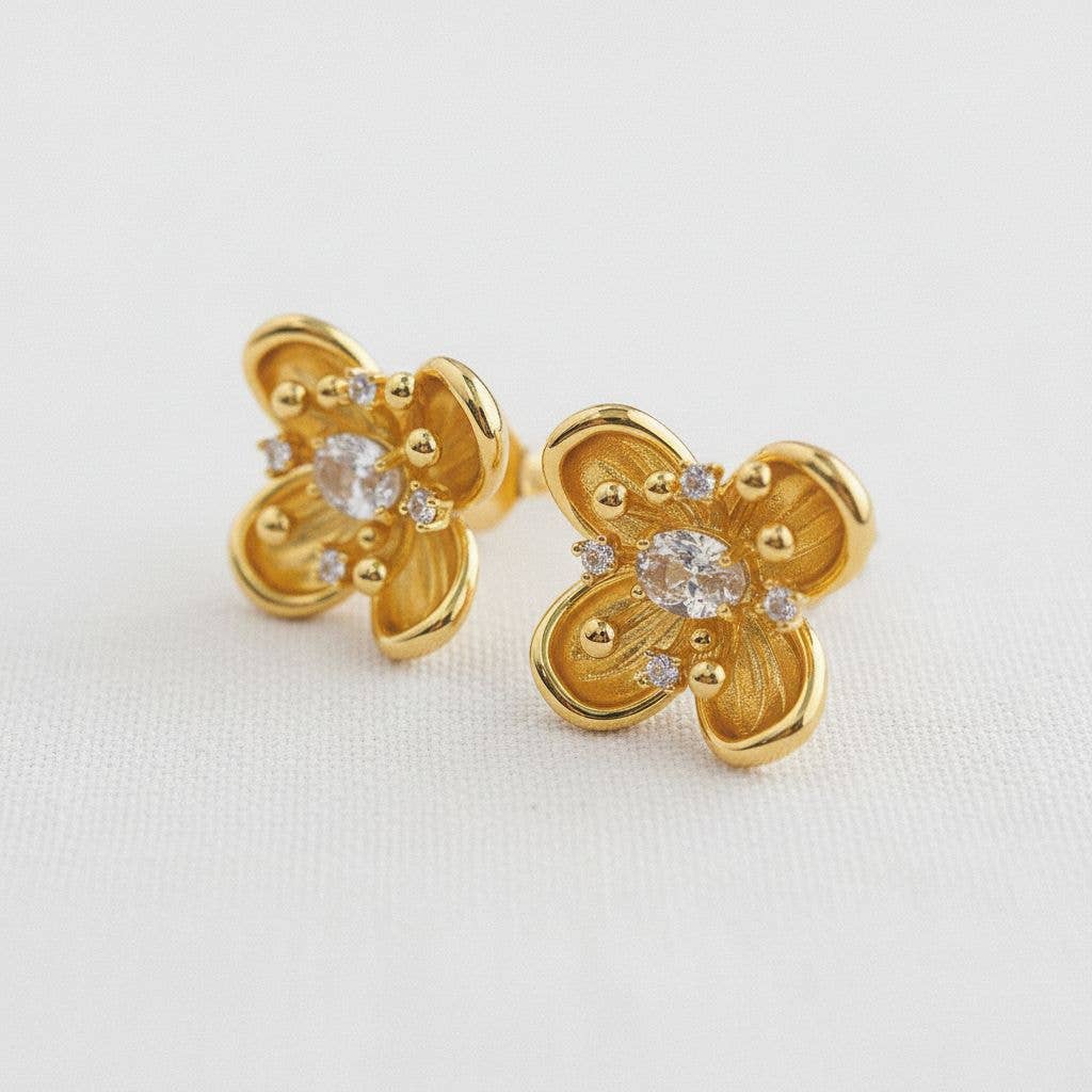 Floral Gemstone Drop Earrings