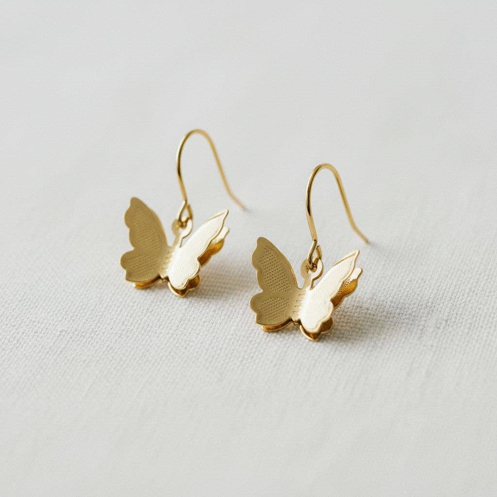 Layered Butterfly Drop Earrings