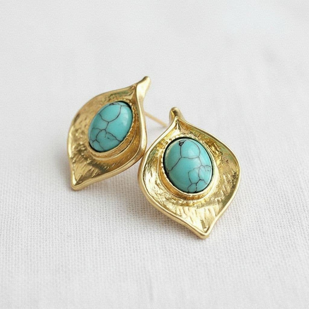 Turquoise Leaf Drop Earrings