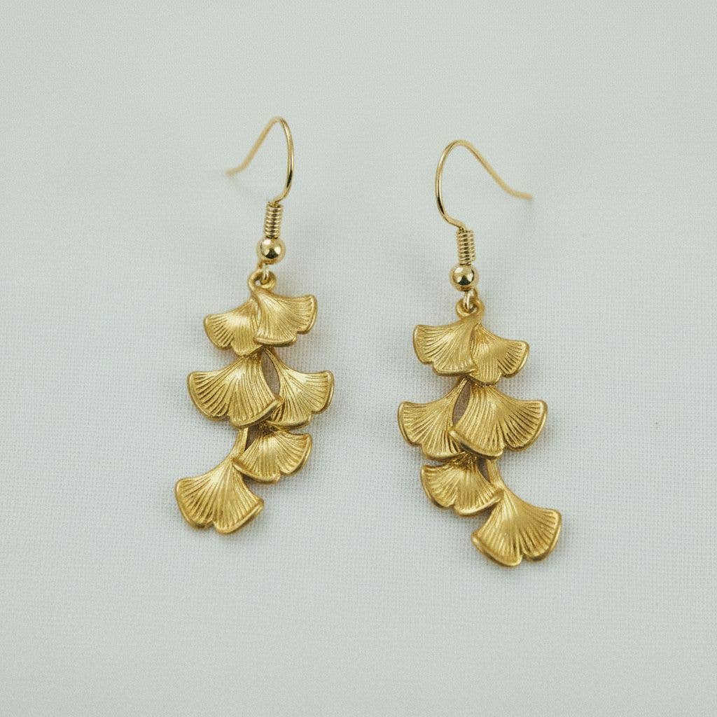 Ginkgo Leaf Tassel Earrings
