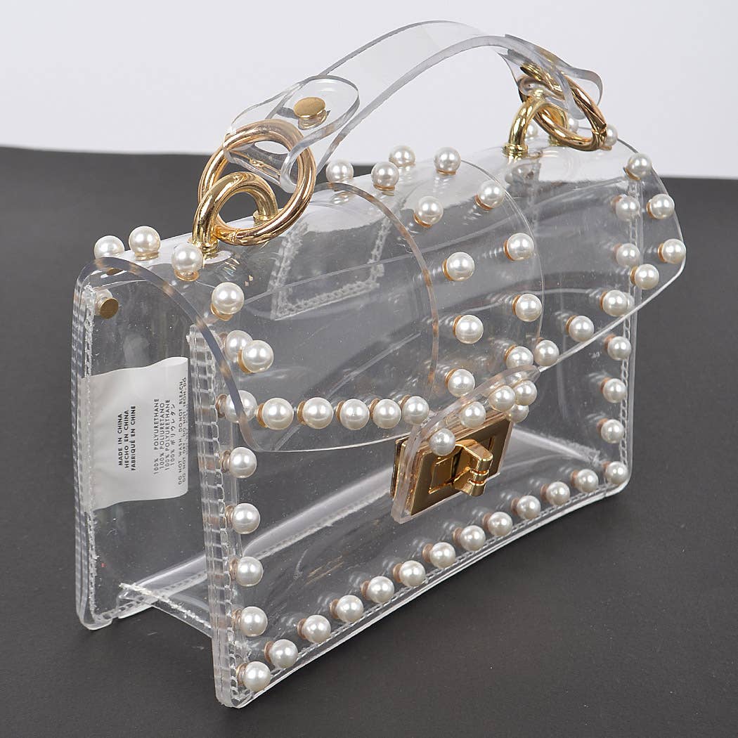 Foxy Faux Pearl Clear Bag