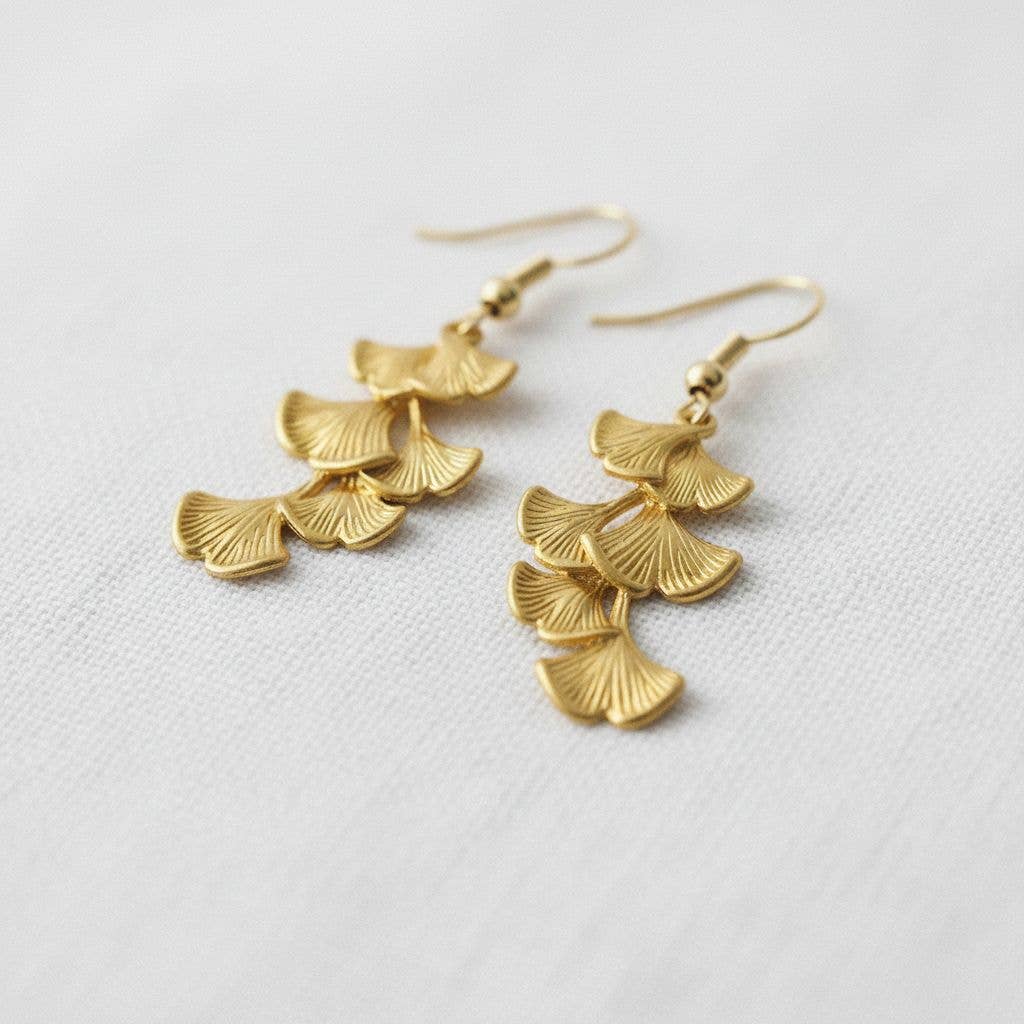 Ginkgo Leaf Tassel Earrings