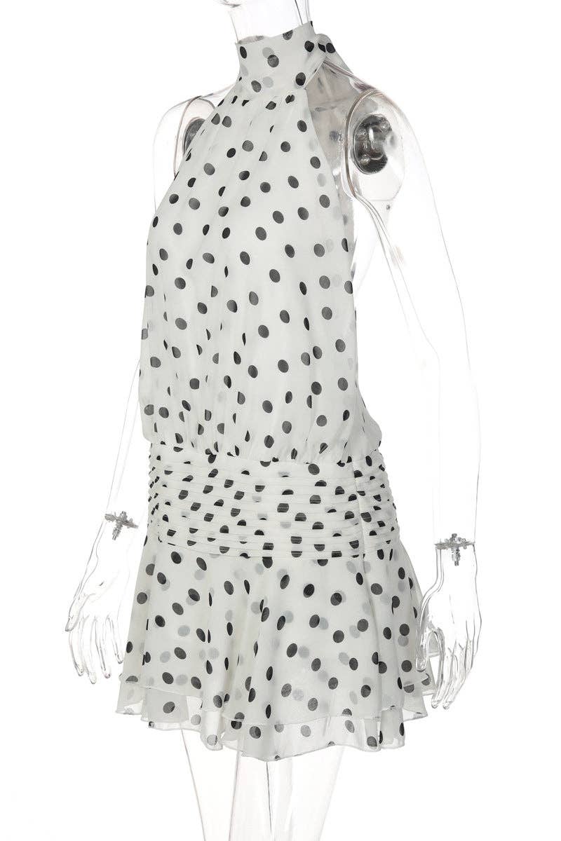 Polka Dot Halter Mini Dress