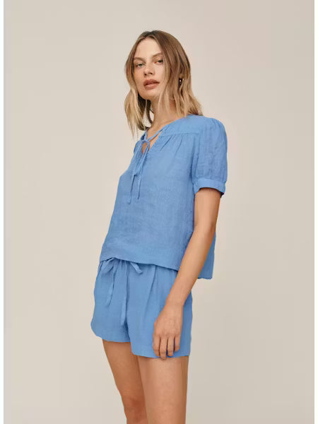 Short Sleeve Pull Over Top - Ocean Blue