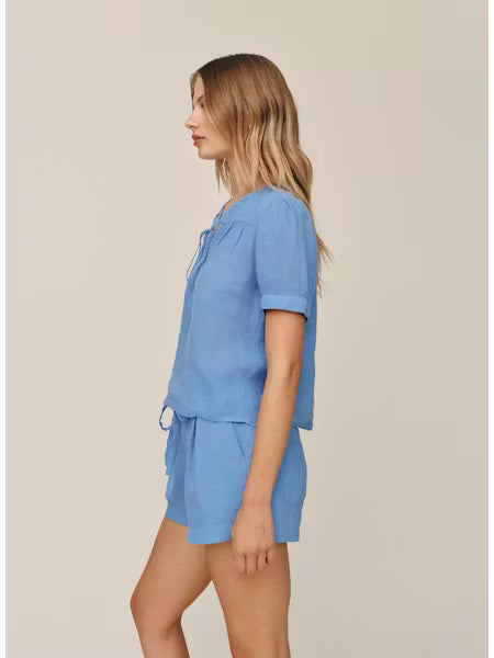 Short Sleeve Pull Over Top - Ocean Blue