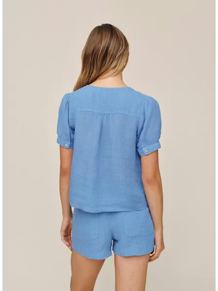 Short Sleeve Pull Over Top - Ocean Blue