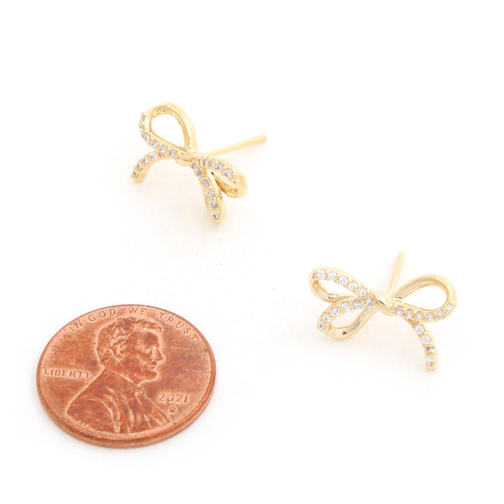 Gold Crystal Bow Earring