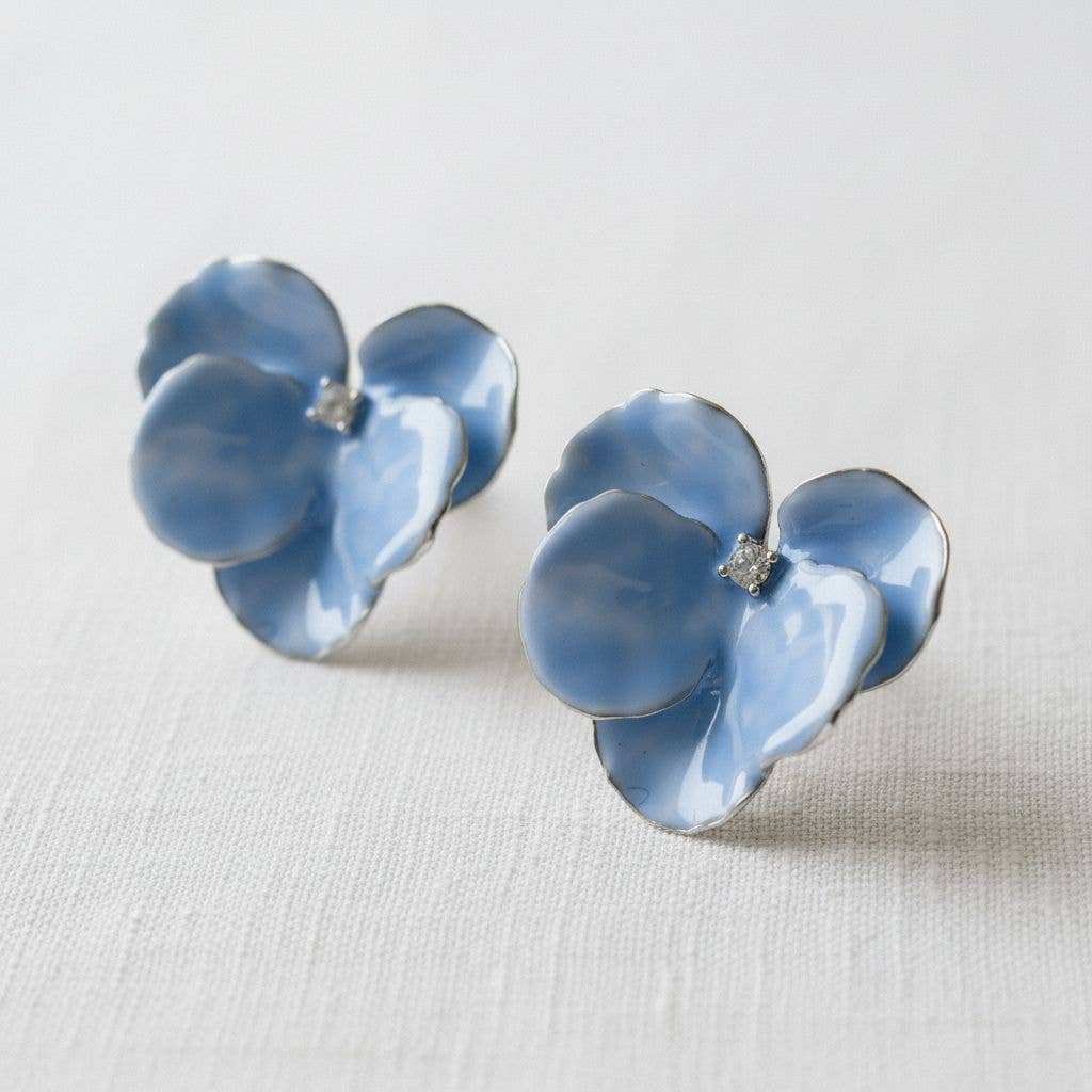 Something Blue Enamel Floral Earrings