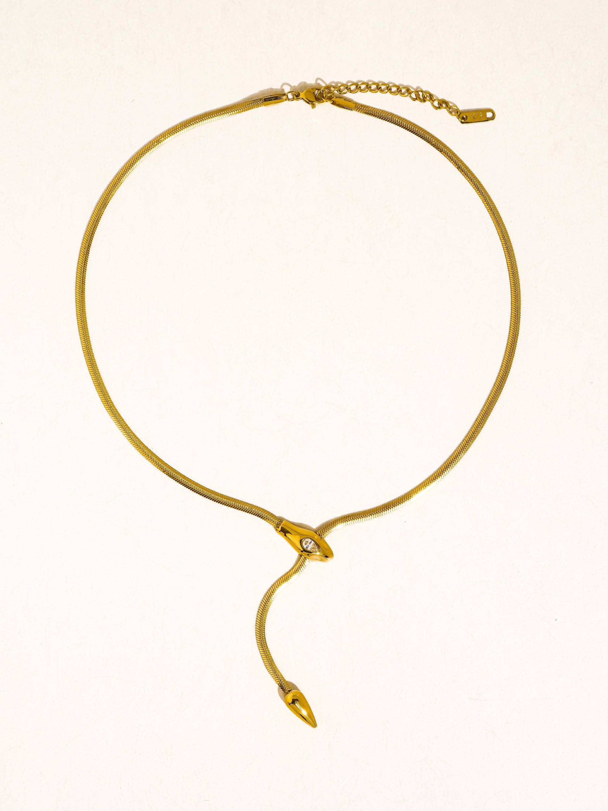 Gildora 18K Gold Non-Tarnish Serpent Y Lariat Necklace: Yellow Gold