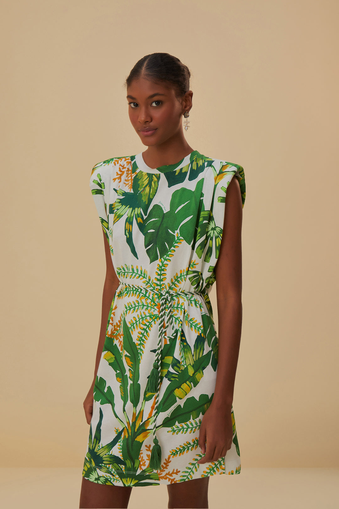 Tropical Forest Off White T Shirt Dress
