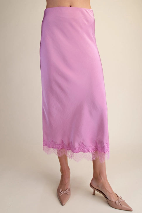Caryn Satin Midi Skirt