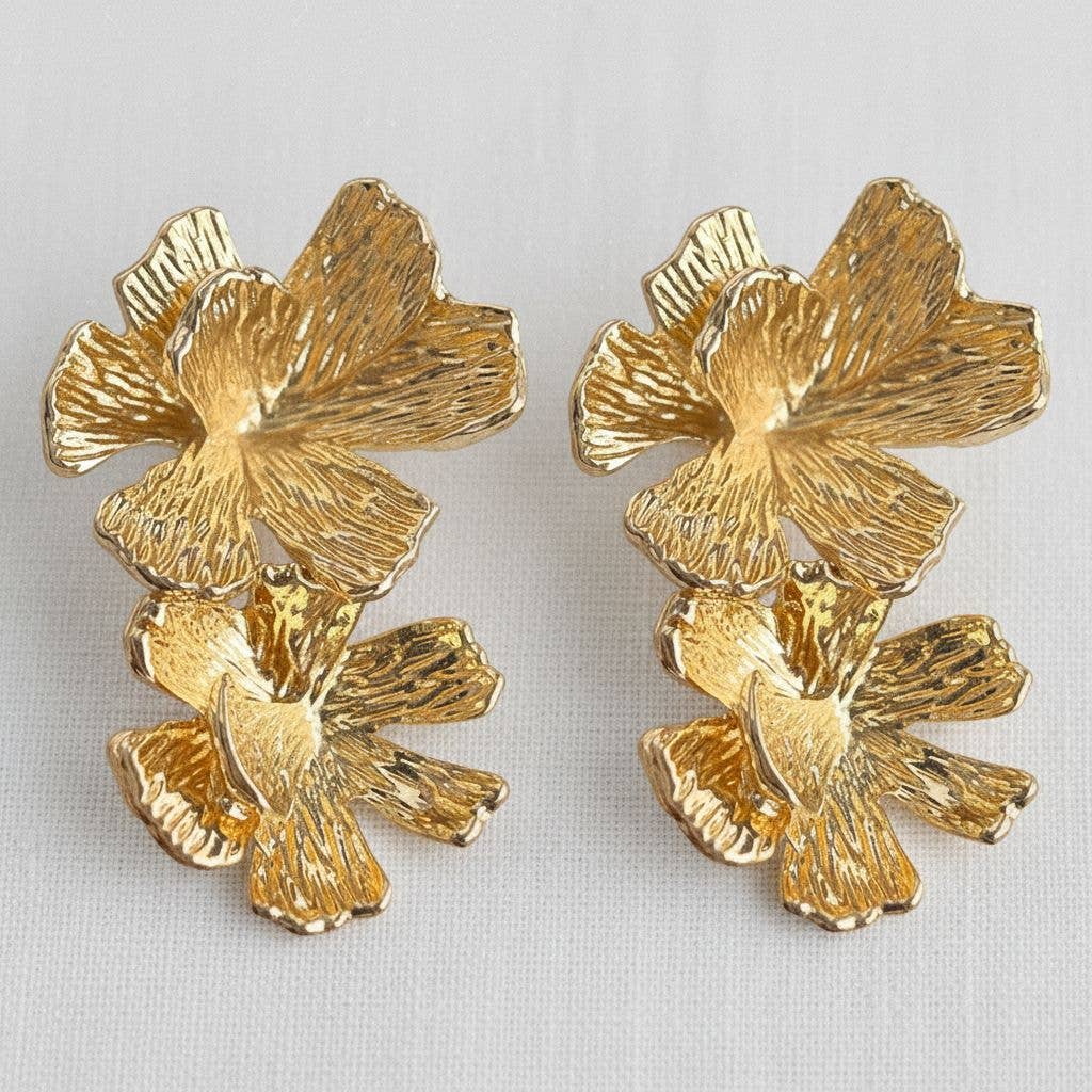 Artistic Floral Drop Earrings with Removable Drop