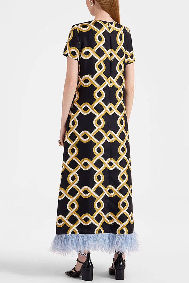 Annabeth Fringe Short Sleeve Floral Maxi Dress