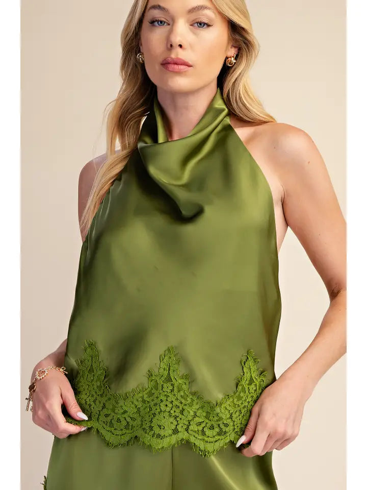 Olympia Satin Halter Top