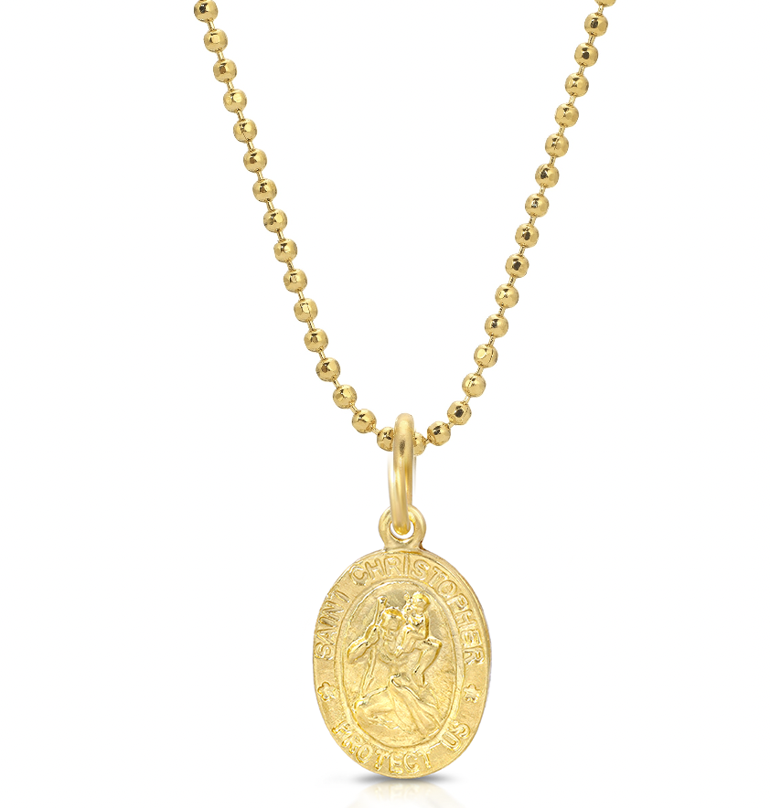 Mini Saint Christopher Charm Necklace: GLD / One Size